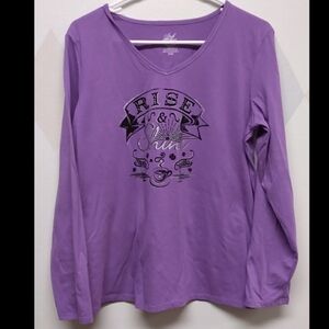 Rise & Shine long sleeve purple shirt size L